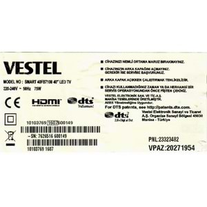 VESTEL SMART 40FB7100 TV DEN ÇIKMA 17MB97 ANAKART