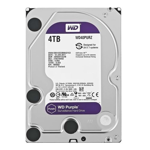 WD Purple 7X24 3.5’’4TB 64MB SATA 6Gb/s Guv. HDD